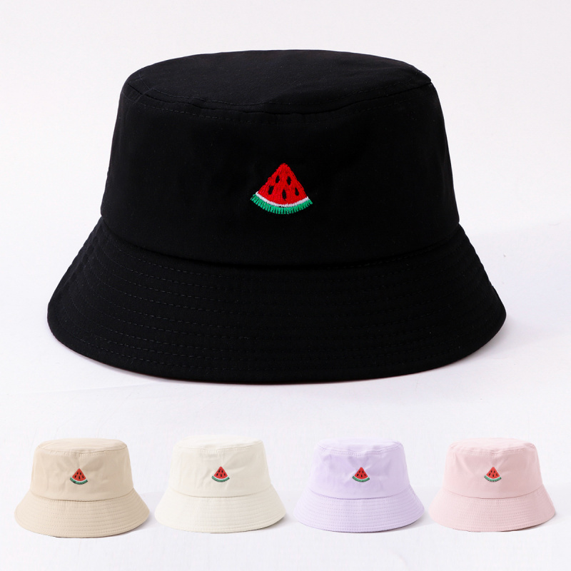 Bucket Hat Embroidered - Fisherman's Hat With Watermelon Embroidery, Hats
