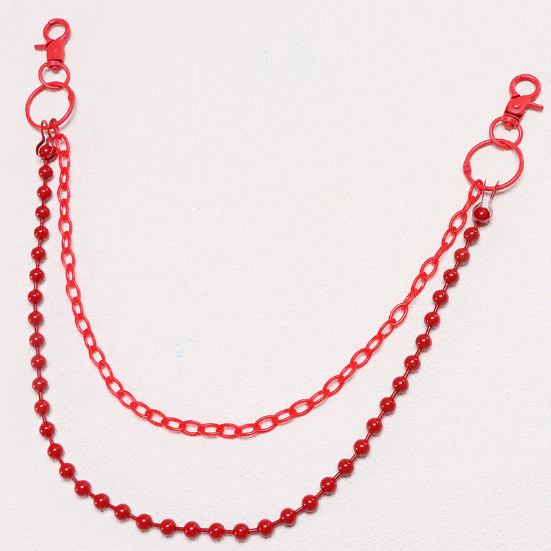 Bright Red Beaded Multi‑Layer  - Street Fashion Hip Hop review and price