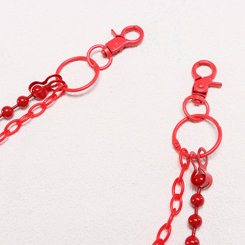 Bright Red Beaded Multi‑Layer  - Street Fashion Hip Hop review and price