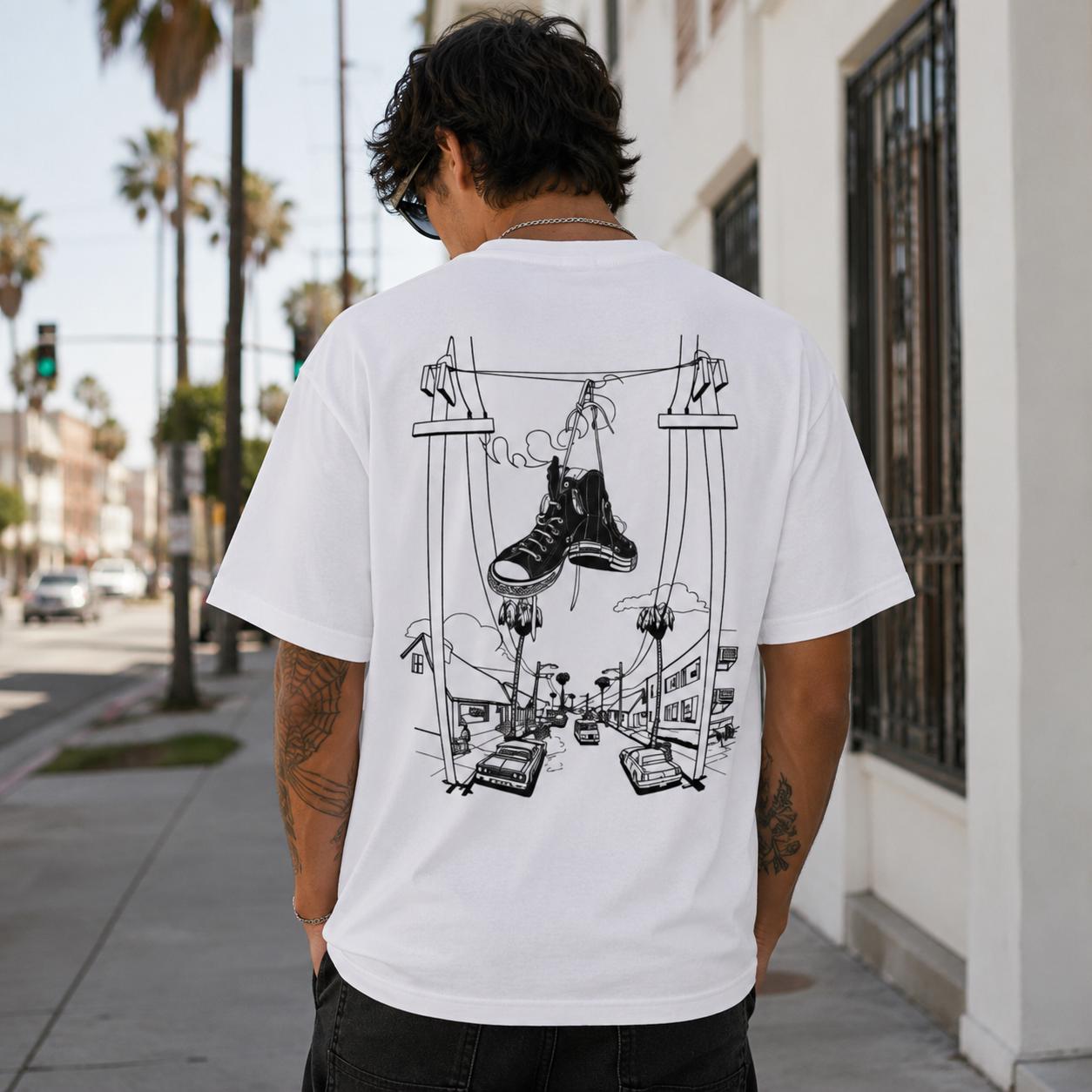 Sneakers on Power Lines T-Shir - Street Fashion Online review and price