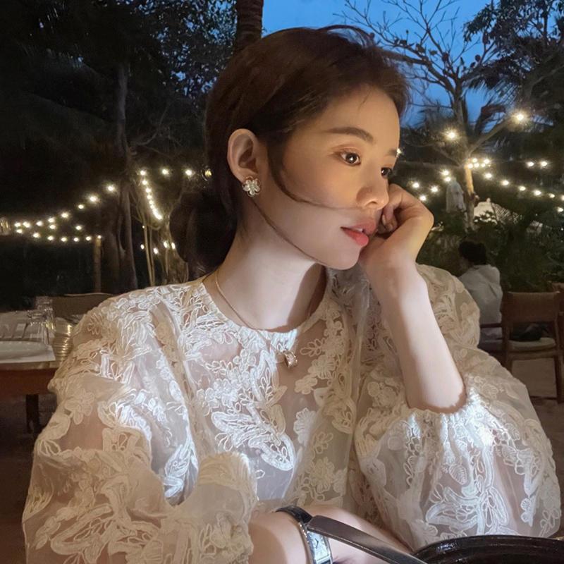 MEXZT Elegant Sheer White Shir - Street Fashion In Korea review and price