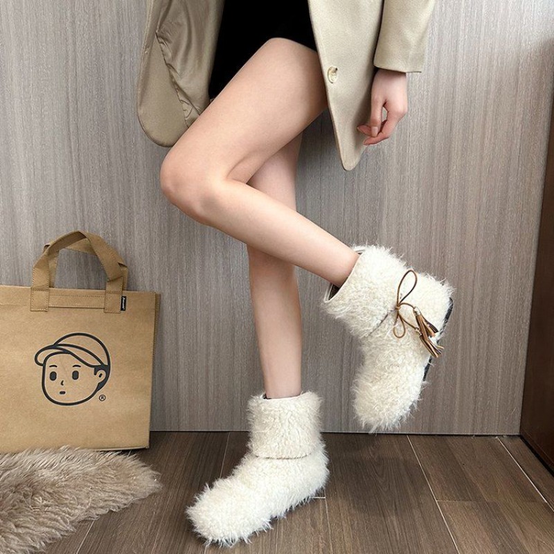 Solid Color Fleece-Lined White - Street Fashion Online review and price