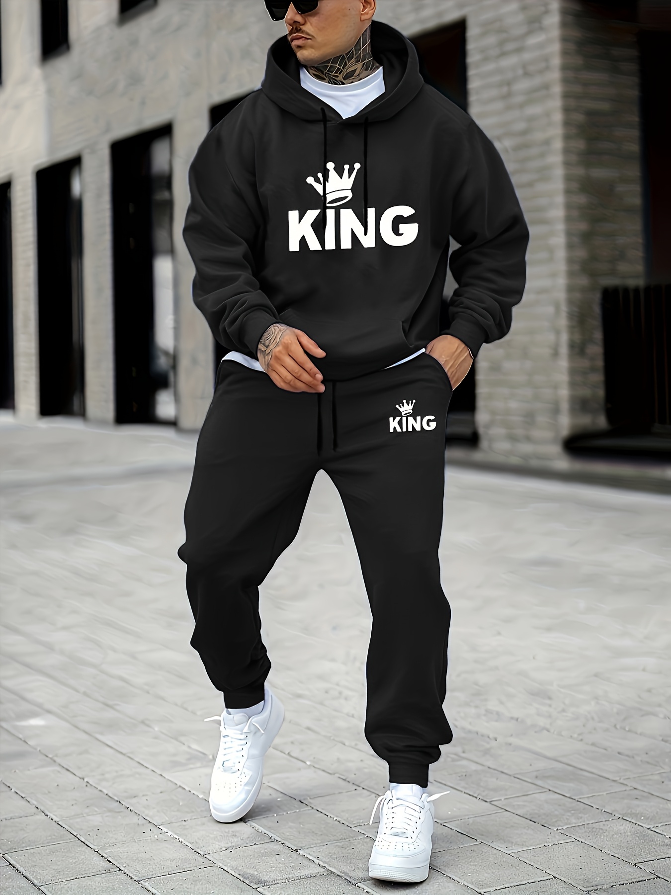 Men's KING Crown Print Tracksu - Street Fashion Outfit review and price