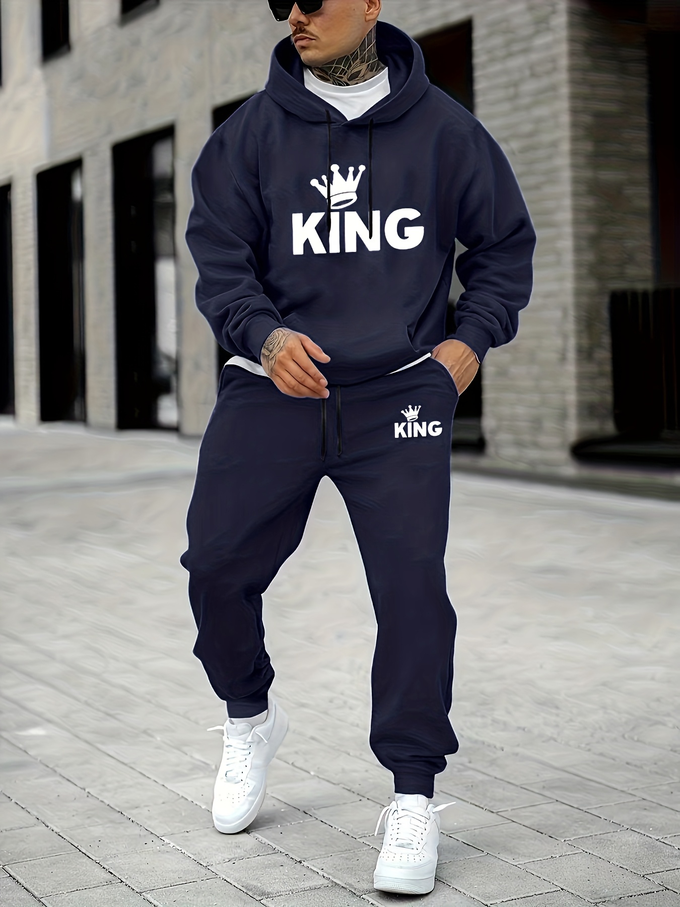 Men's KING Crown Print Tracksu - Street Fashion Outfit review and price