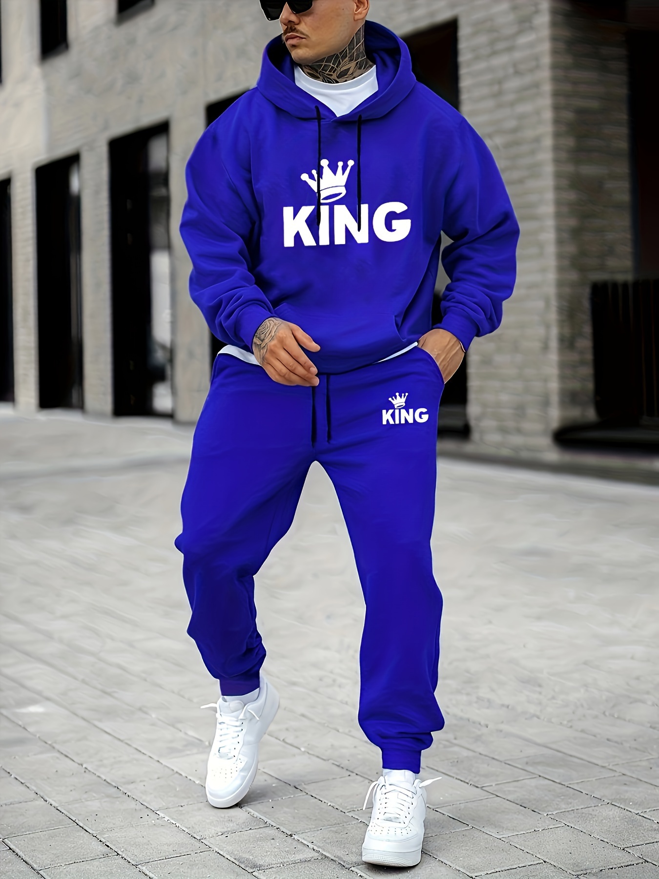 Men's KING Crown Print Tracksu - Street Fashion Outfit review and price