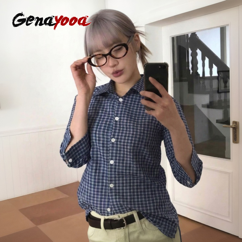 Genayooa Y2k Plaid Shirt Women - Street Fashion In Korea review and price