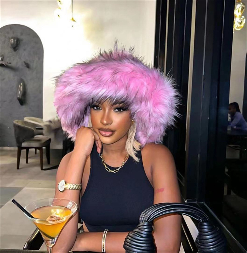 Fluffy Faux Fur Bucket Hat Win - Bucket Hat Embroidered review and price