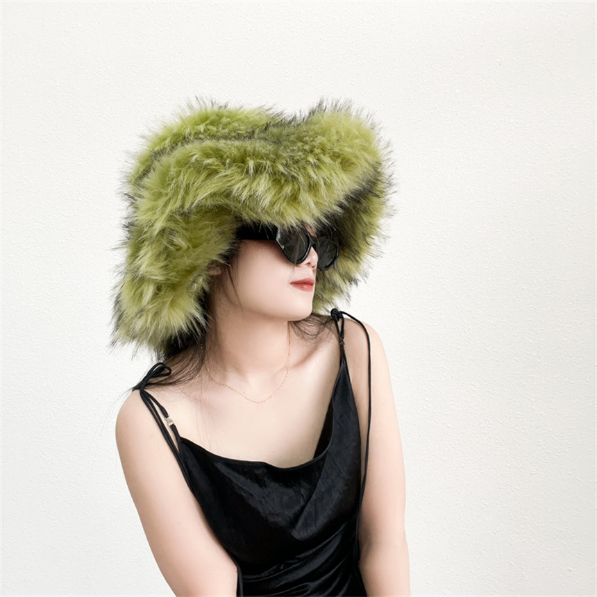 Fluffy Faux Fur Bucket Hat Win - Bucket Hat Embroidered review and price