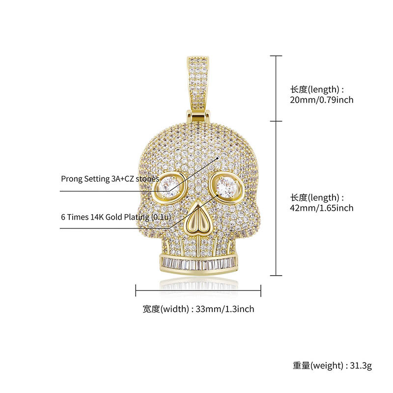Iced Out Skull Pendant Necklac - Fashion Street Singapore review and price