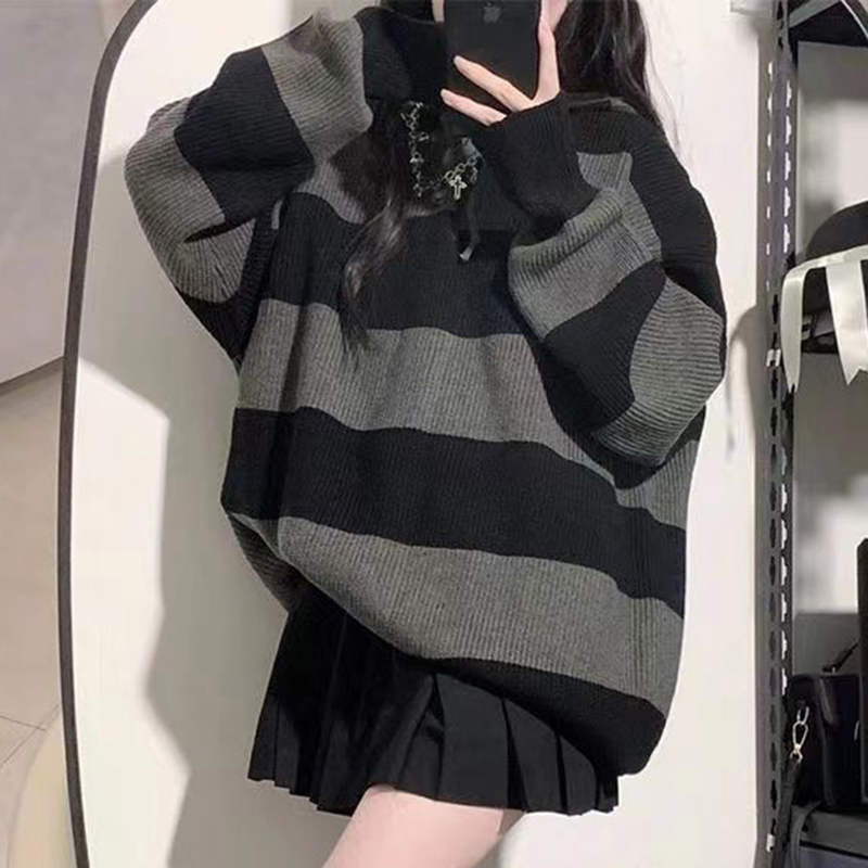 Streetwear Striped Sweater Wom - Street Fashion In Korea review and price