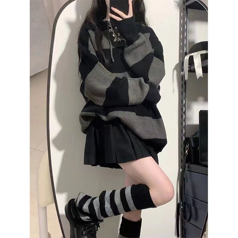 Streetwear Striped Sweater Wom - Street Fashion In Korea review and price