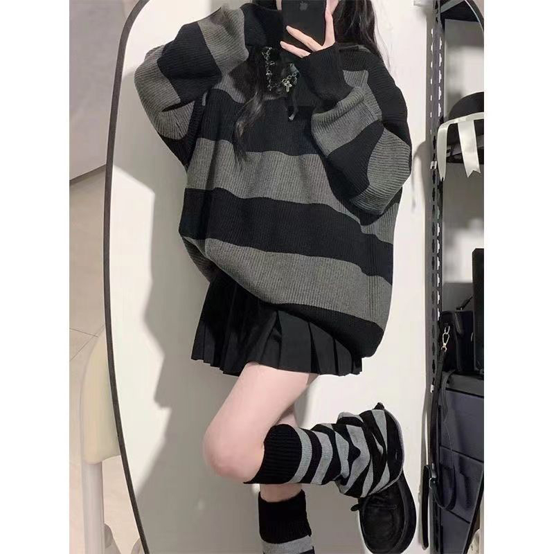 Streetwear Striped Sweater Wom - Street Fashion In Korea review and price