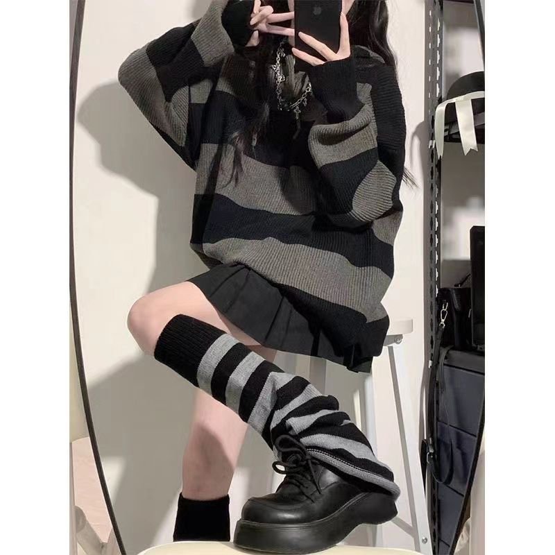 Streetwear Striped Sweater Wom - Street Fashion In Korea review and price