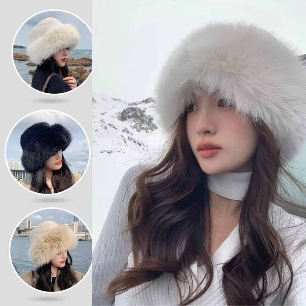 New Fluffy Fur Winter Hat Soli - Bucket Hat Embroidered review and price
