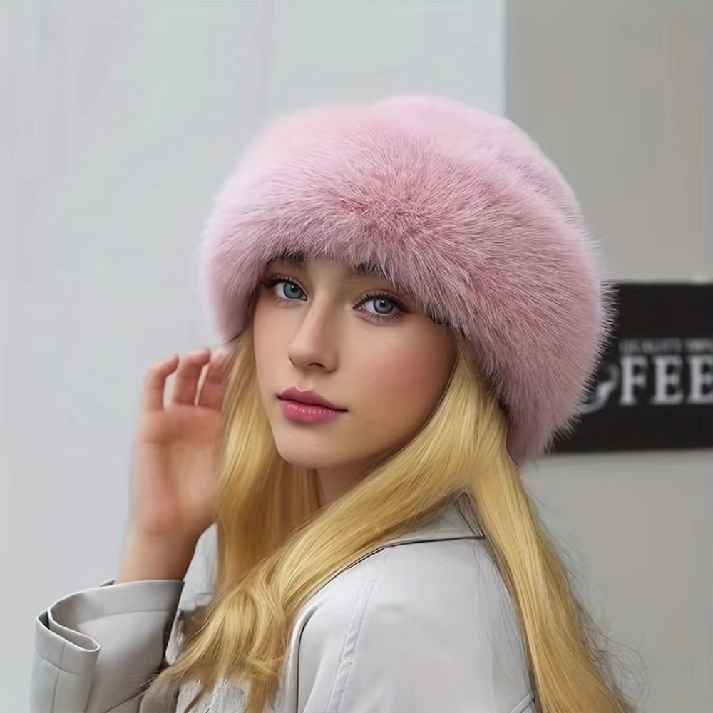 New Fluffy Fur Winter Hat Soli - Bucket Hat Embroidered review and price