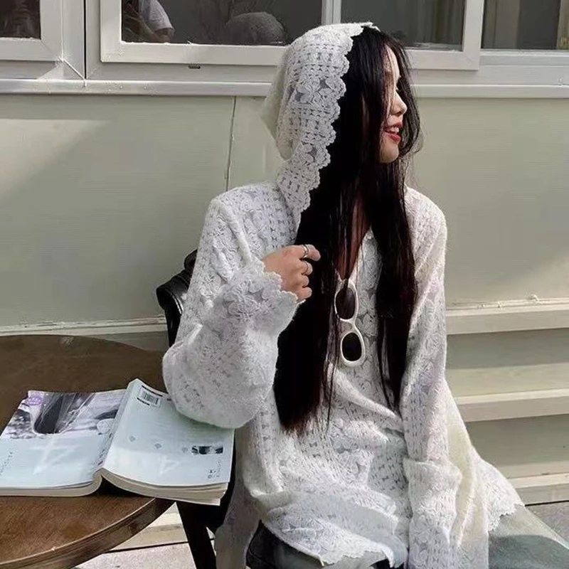 Y2K Lace Hooded Shirts Women S - Street Fashion In Korea review and price