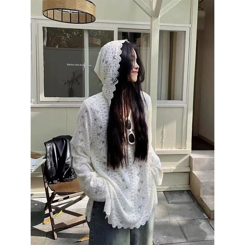 Y2K Lace Hooded Shirts Women S - Street Fashion In Korea review and price