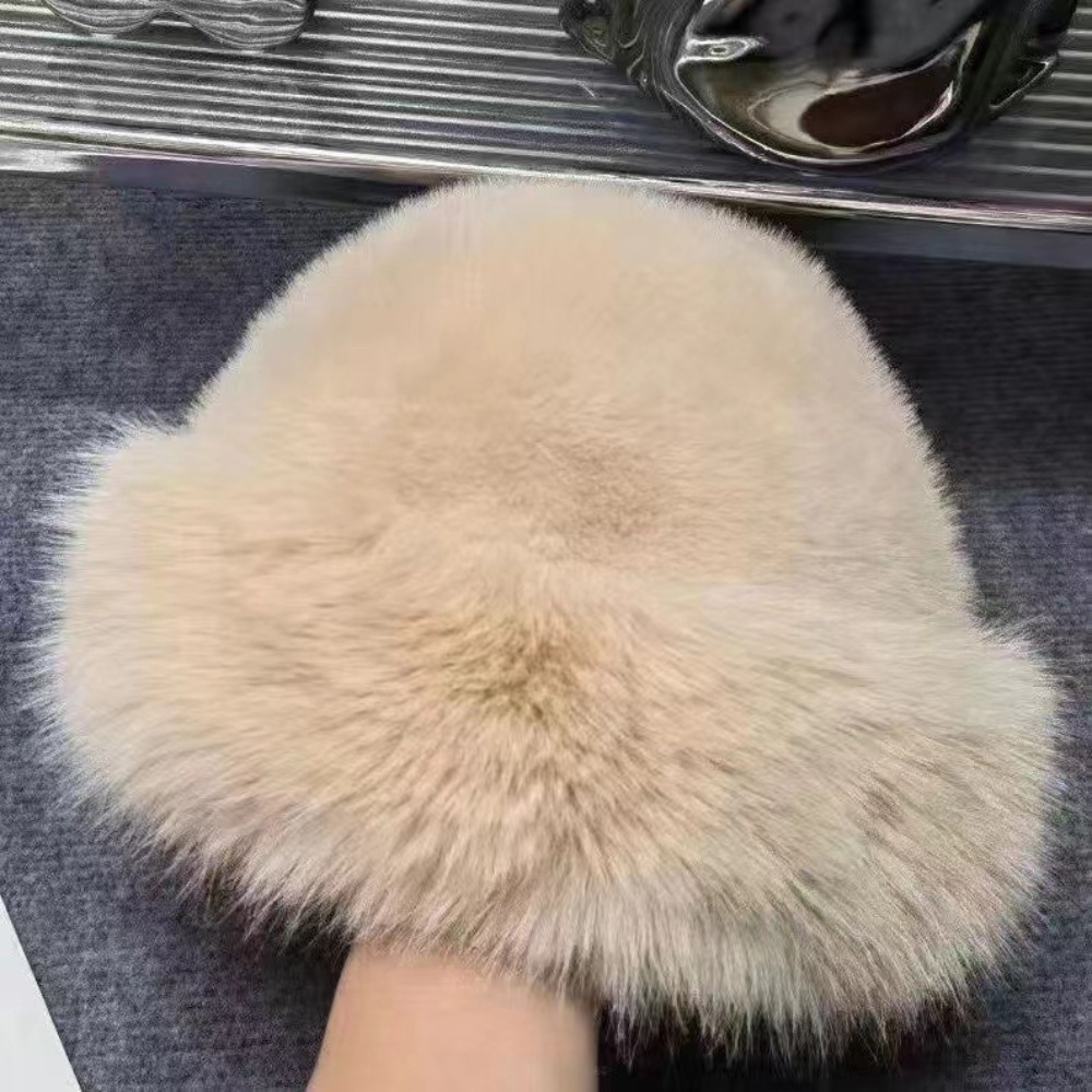 New Warm Fluffy Fur Bucket Hat - Bucket Hat Embroidered review and price