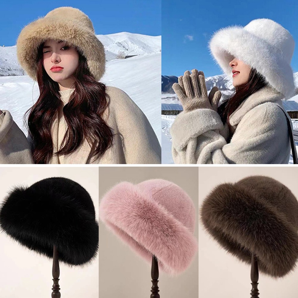New Warm Fluffy Fur Bucket Hat - Bucket Hat Embroidered review and price