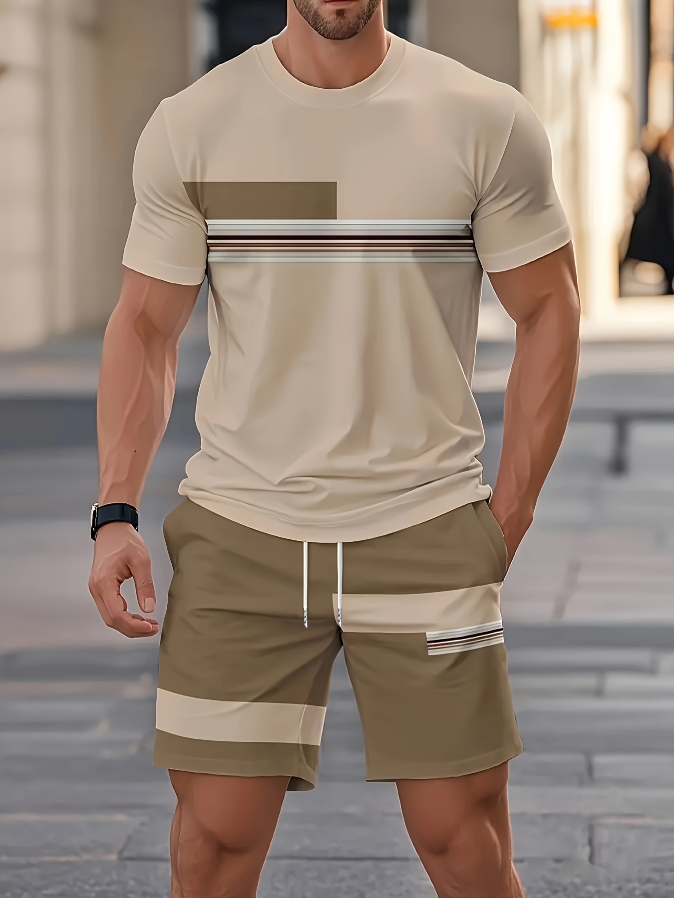 Summer Men's Sets Casual O-nec - Street Fashion Outfit review and price