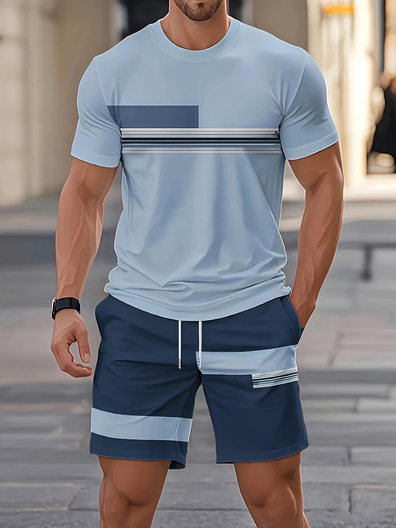 Summer Men's Sets Casual O-nec - Street Fashion Outfit review and price