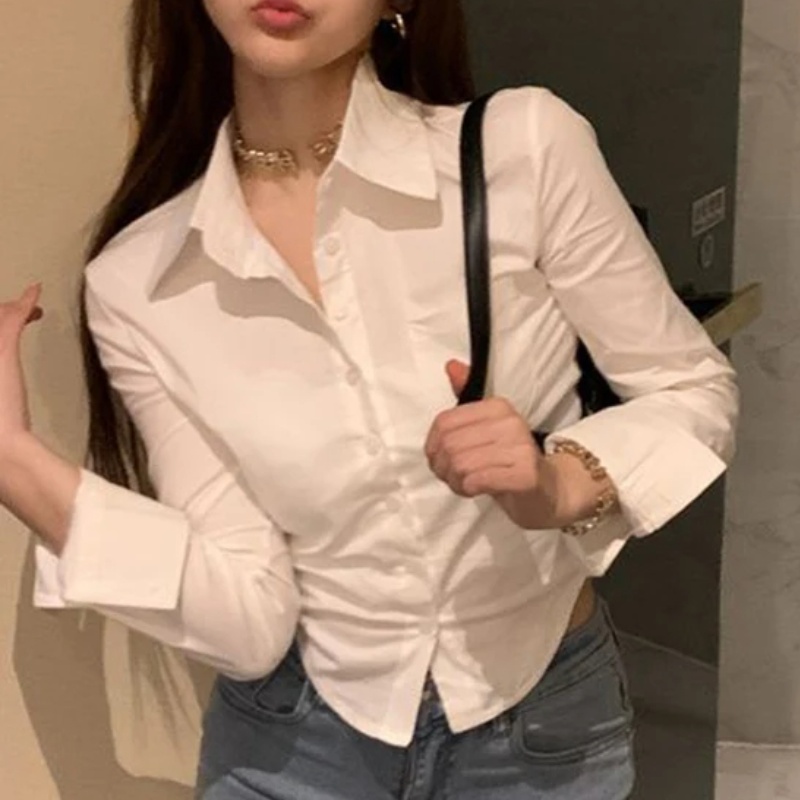 Elegant Women Korean Shirts&Bl - Street Fashion In Korea review and price