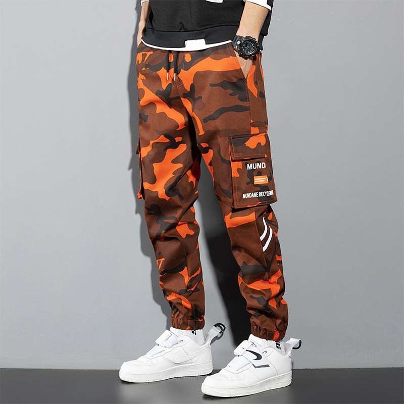 Orange Cargo Pants Men Hip Hop - Street Fashion In Korea review and price
